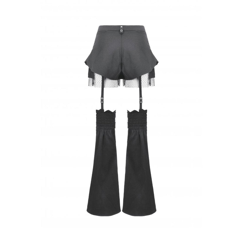 Dark in Love Women's Gothic Trousers Lace-Up Layered Convertible Flare - QHA UK