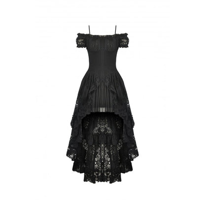 Dark in Love Gothic Dress Lilinoe Off-Shoulder Lace-Up Back UK 8-18 - Back View - QHA UK