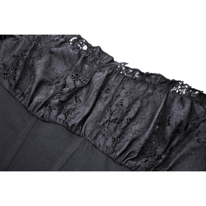 Dark in Love Gothic Dress Lilinoe Off-Shoulder Lace-Up Back UK 8-18 - Back View - QHA UK