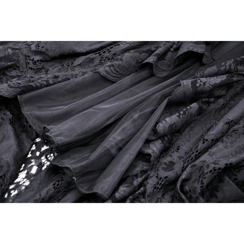 Dark in Love Gothic Dress Lilinoe Off-Shoulder Lace-Up Back UK 8-18 - Back View - QHA UK
