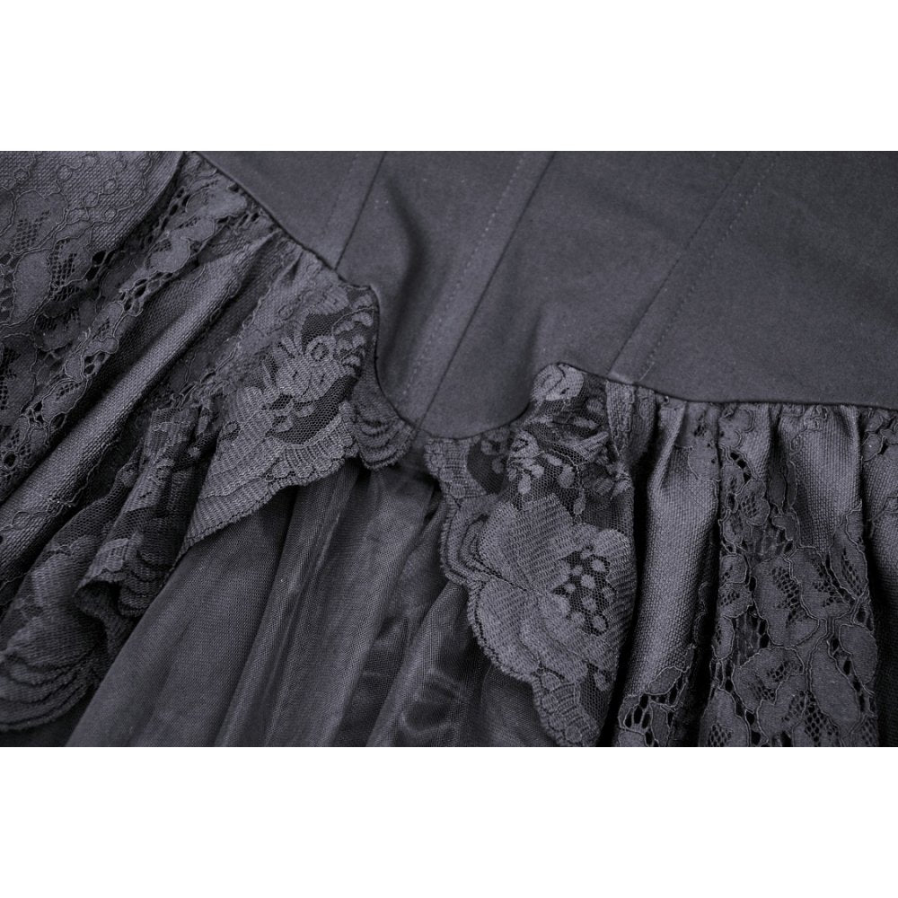 Dark in Love Gothic Dress Lilinoe Off-Shoulder Lace-Up Back UK 8-18 - Back View - QHA UK