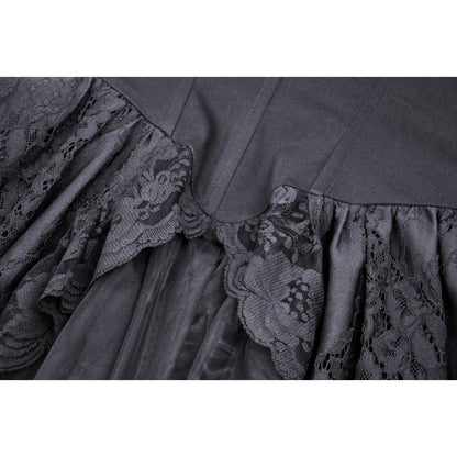 Dark in Love Gothic Dress Lilinoe Off-Shoulder Lace-Up Back UK 8-18 - Back View - QHA UK