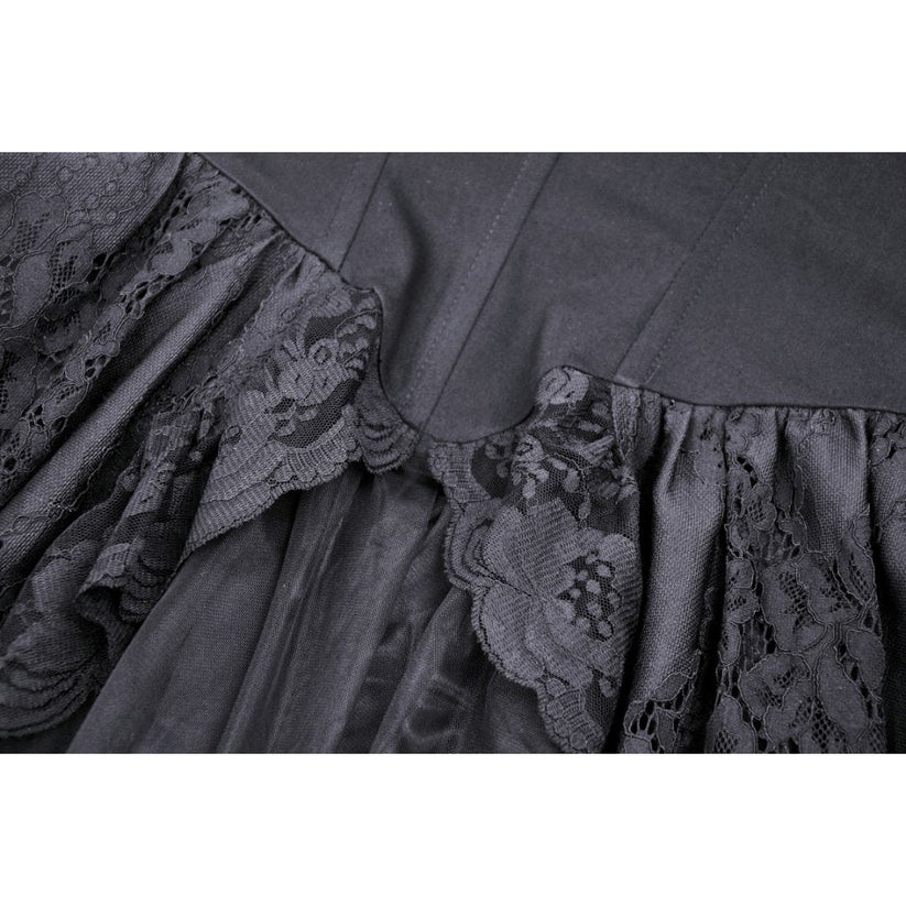 Dark in Love Gothic Dress Lilinoe Off-Shoulder Lace-Up Back UK 8-18 - Back View - QHA UK