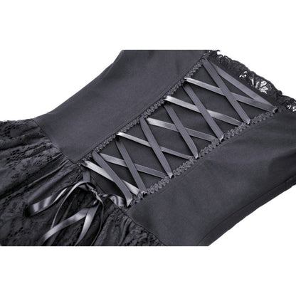 Dark in Love Gothic Dress Lilinoe Off-Shoulder Lace-Up Back UK 8-18 - Back View - QHA UK