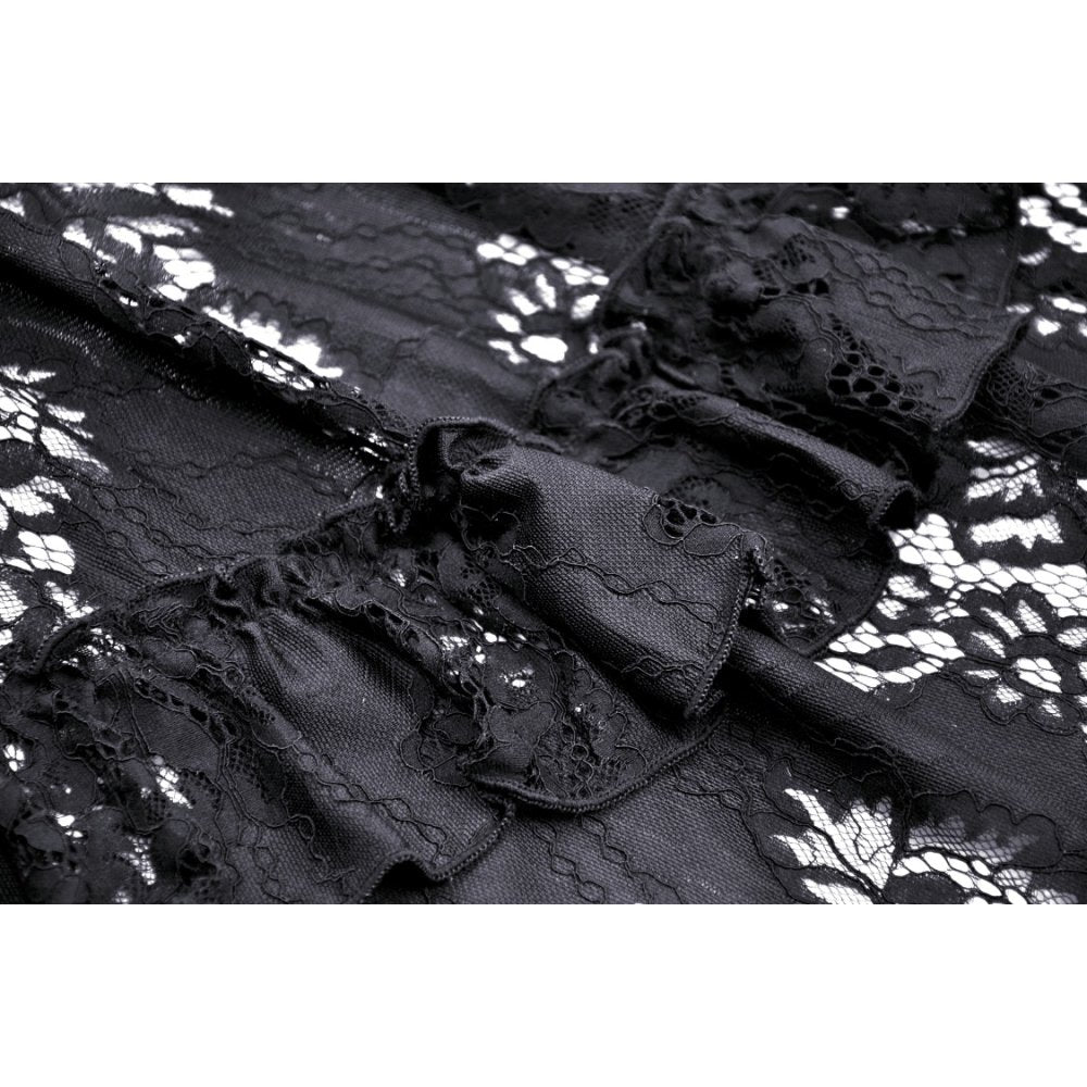 Dark in Love Gothic Dress Lilinoe Off-Shoulder Lace-Up Back UK 8-18 - Back View - QHA UK