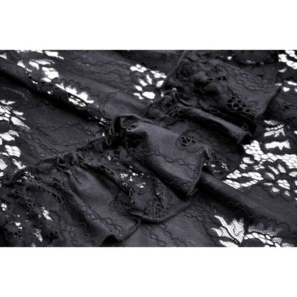 Dark in Love Gothic Dress Lilinoe Off-Shoulder Lace-Up Back UK 8-18 - Back View - QHA UK