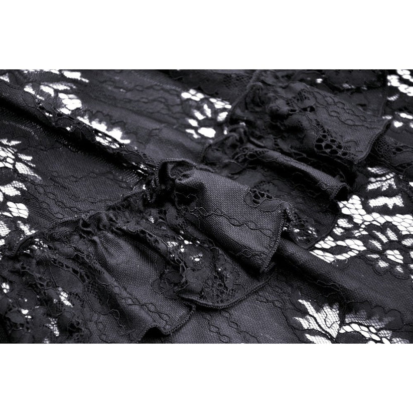 Dark in Love Gothic Dress Lilinoe Off-Shoulder Lace-Up Back UK 8-18 - Back View - QHA UK