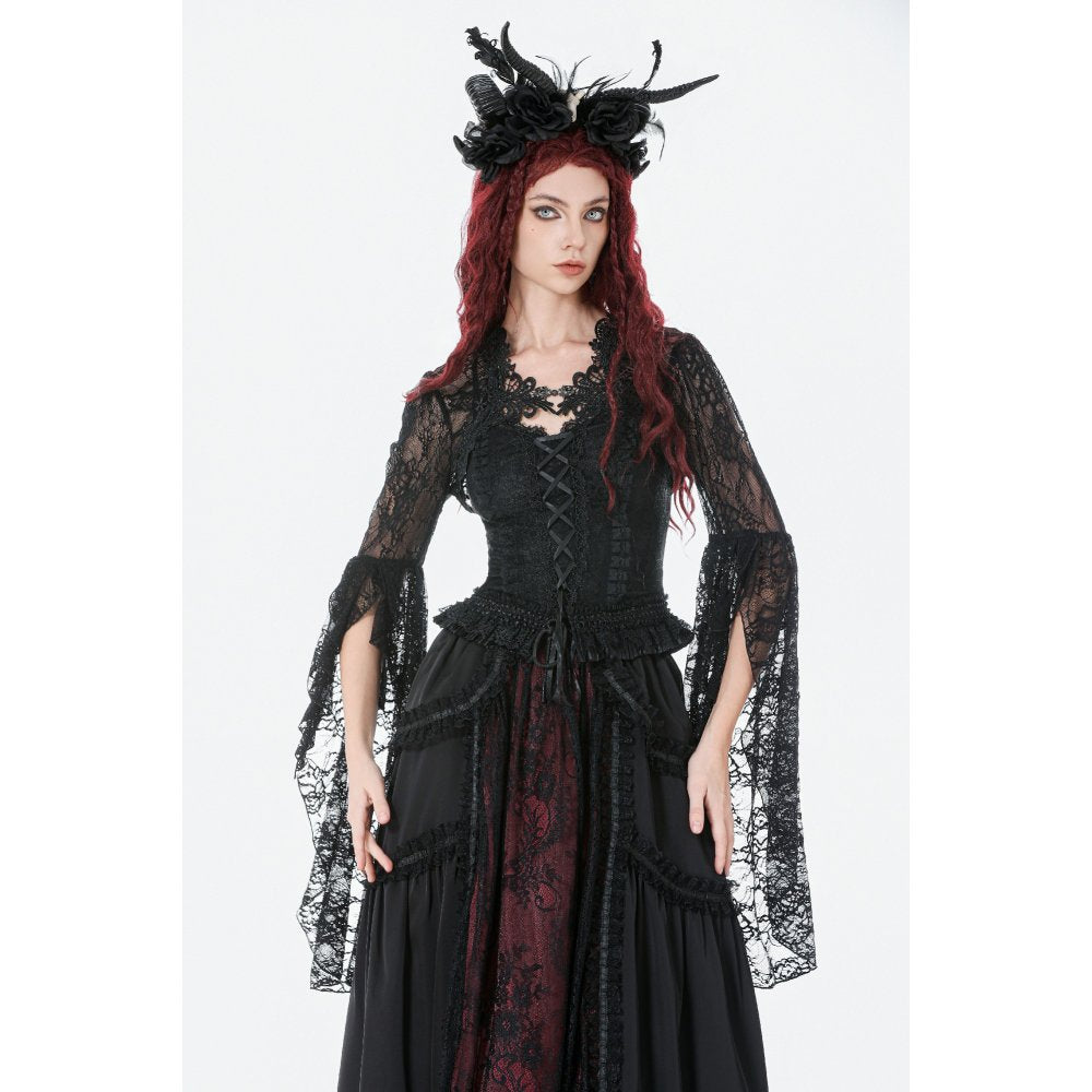 Dark in Love Cape Lilith 3D Lace Bell Sleeve UK 10-18 - Sleeve Detail - QHA UK