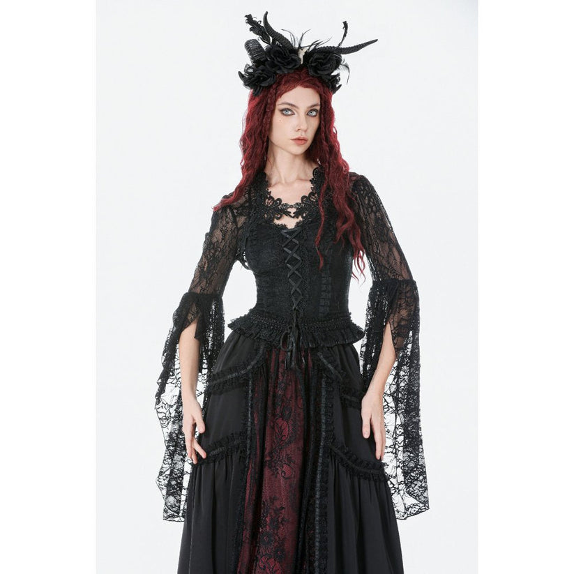 Dark in Love Cape Lilith 3D Lace Bell Sleeve UK 10-18 - Sleeve Detail - QHA UK
