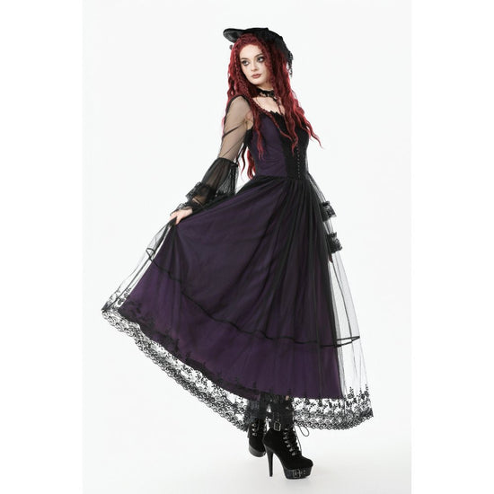 Dark in Love Gothic Maxi Dress Lilith Bell Sleeve UK 8-22 - Sleeve Detail - QHA UK