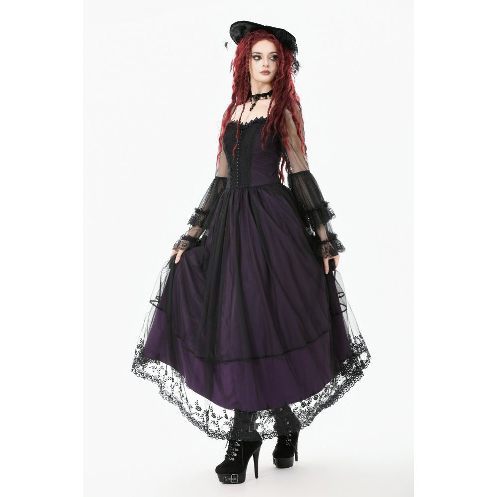 Dark in Love Gothic Maxi Dress Lilith Bell Sleeve UK 8-22 - Sleeve Detail - QHA UK