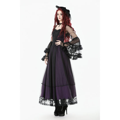 Dark in Love Gothic Maxi Dress Lilith Bell Sleeve UK 8-22 - Sleeve Detail - QHA UK
