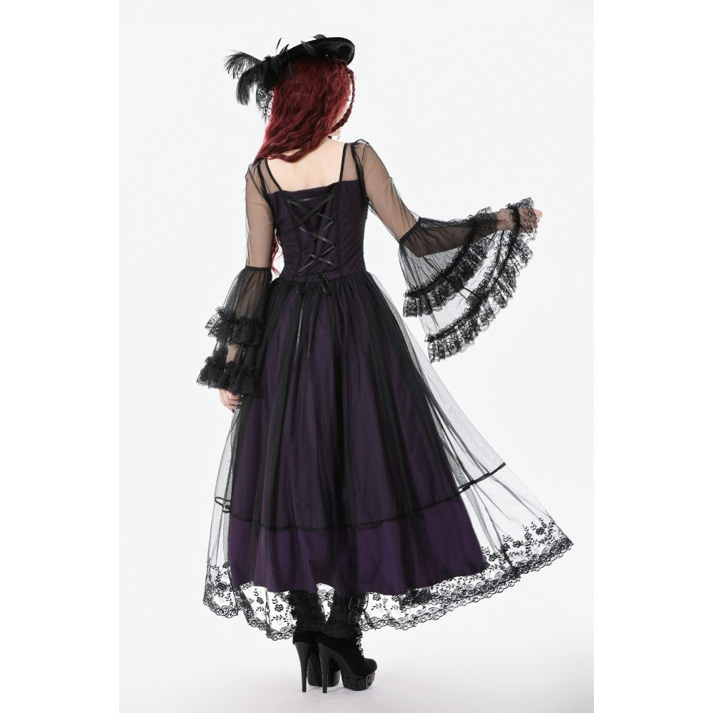 Dark in Love Gothic Maxi Dress Lilith Bell Sleeve UK 8-22 - Sleeve Detail - QHA UK