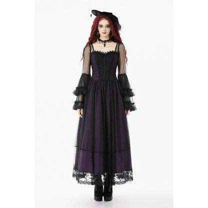 Dark in Love Gothic Maxi Dress Lilith Bell Sleeve UK 8-22 - Sleeve Detail - QHA UK