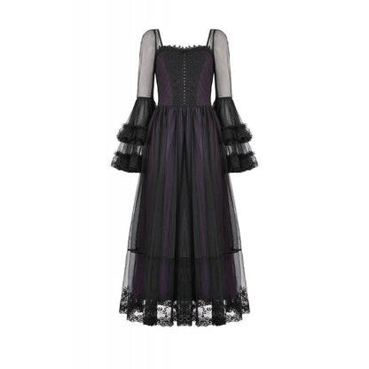 Dark in Love Gothic Maxi Dress Lilith Bell Sleeve UK 8-22 - Sleeve Detail - QHA UK