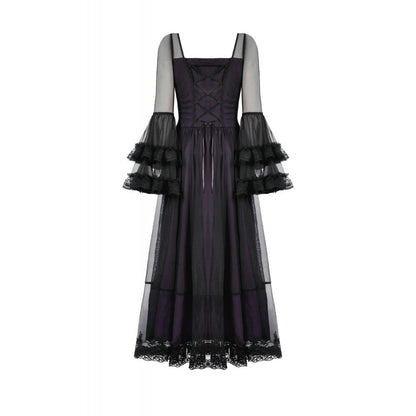 Dark in Love Gothic Maxi Dress Lilith Bell Sleeve UK 8-22 - Sleeve Detail - QHA UK