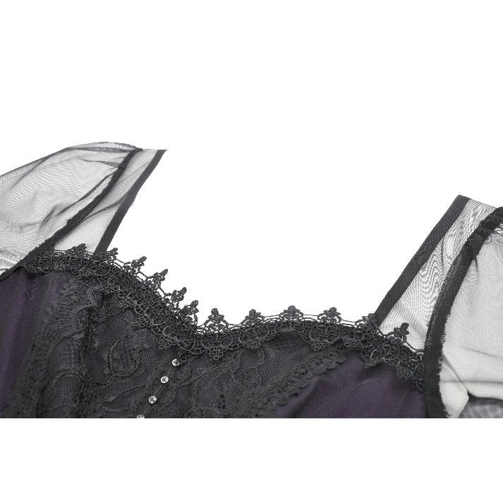 Dark in Love Gothic Maxi Dress Lilith Bell Sleeve UK 8-22 - Sleeve Detail - QHA UK