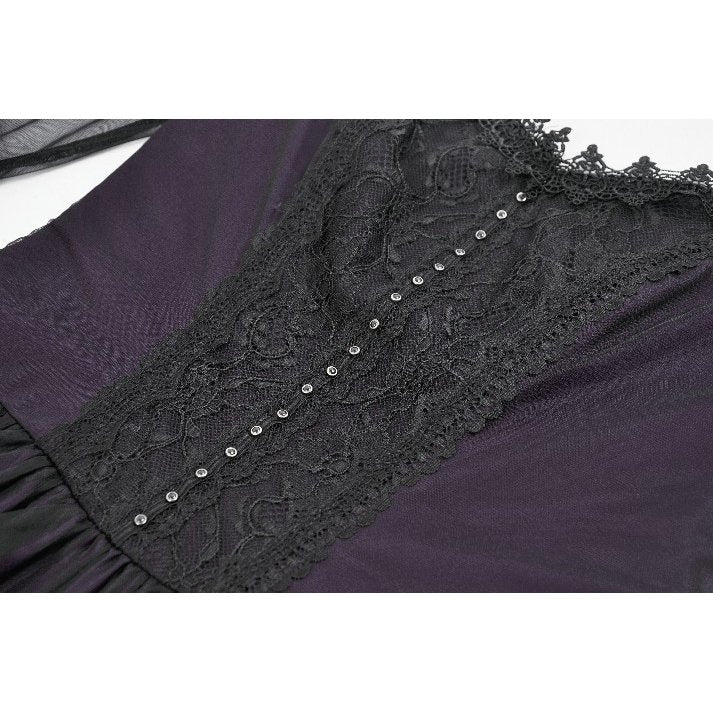 Dark in Love Gothic Maxi Dress Lilith Bell Sleeve UK 8-22 - Sleeve Detail - QHA UK