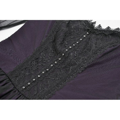 Dark in Love Gothic Maxi Dress Lilith Bell Sleeve UK 8-22 - Sleeve Detail - QHA UK