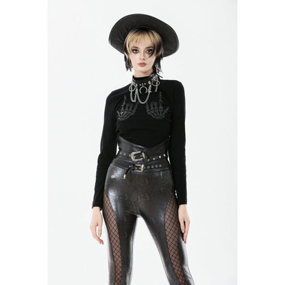 Dark in Love Women's Shirt Lilith Skeleton Hands Long Sleeve Top - Sleeve Detail - QHA UK