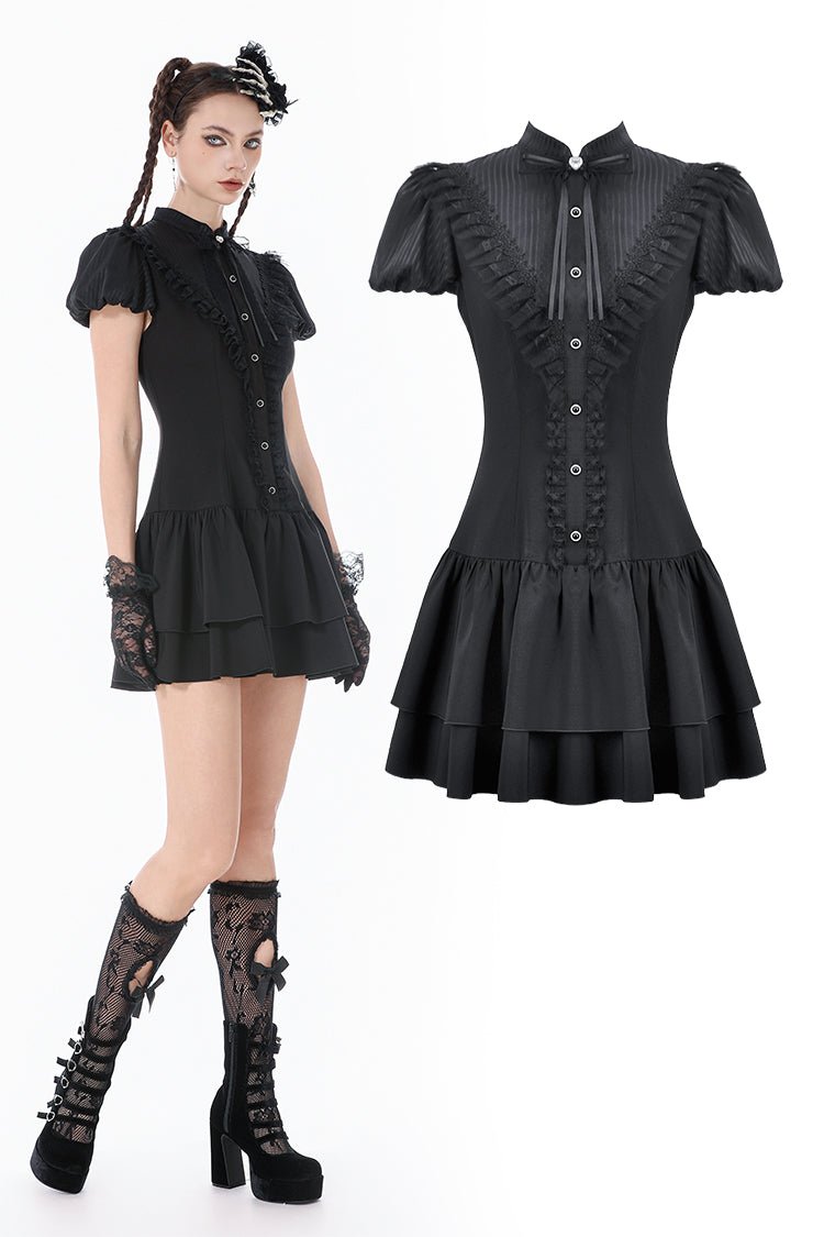 Dark in Love Lolita Dress Bow-Trim Lace UK 8-18 - QHA UK