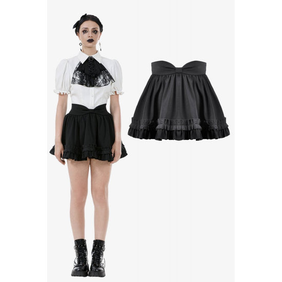 Dark in Love Lolita Mini Skirt Inspired Ruffled Black UK 8-22 - QHA UK