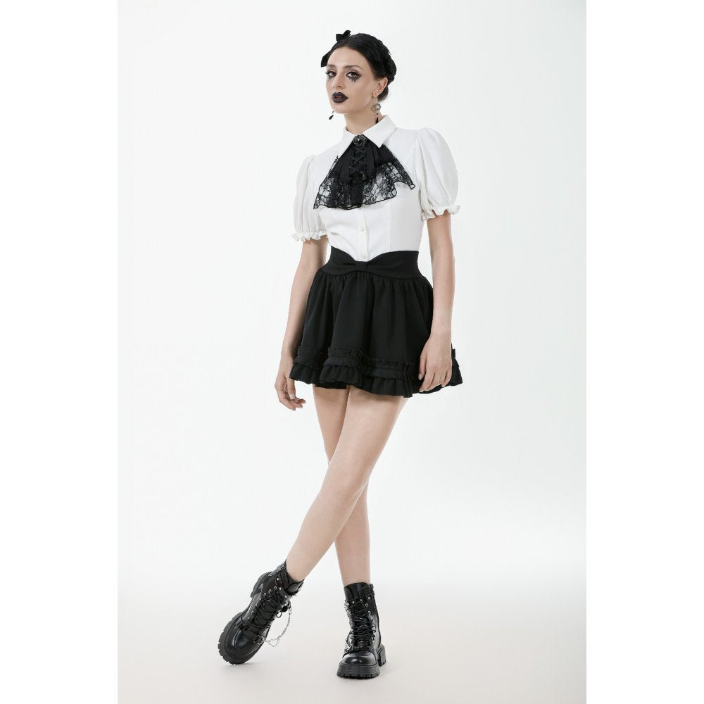 Dark in Love Lolita Mini Skirt Inspired Ruffled Black UK 8-22 - QHA UK