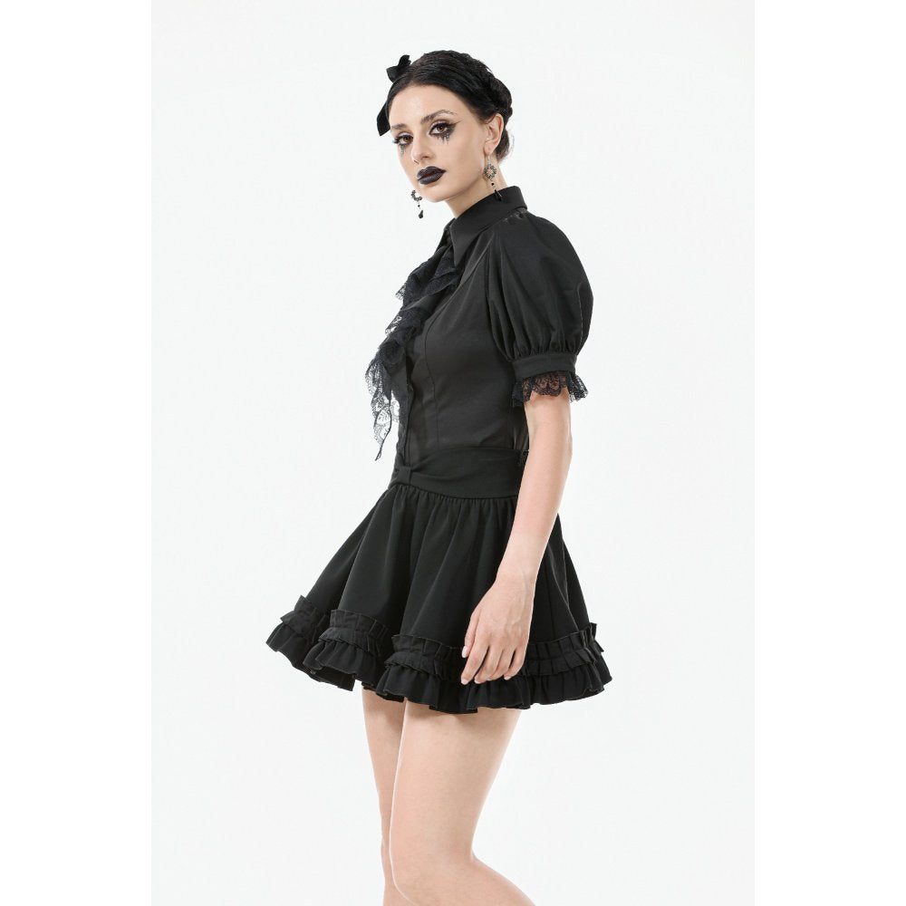Dark in Love Lolita Mini Skirt Inspired Ruffled Black UK 8-22 - QHA UK