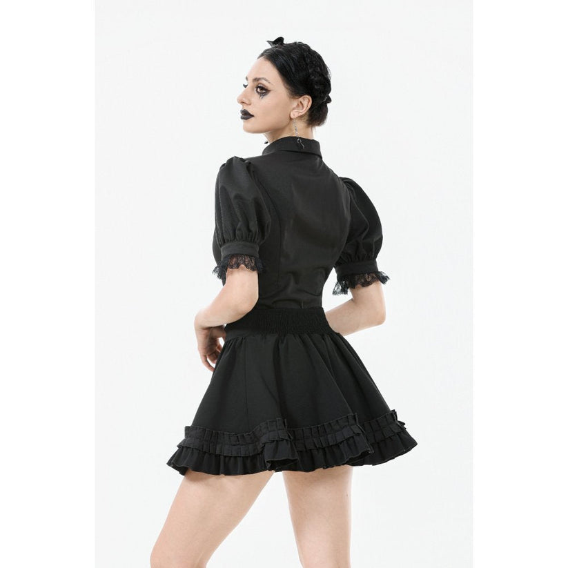 Dark in Love Lolita Mini Skirt Inspired Ruffled Black UK 8-22 - QHA UK