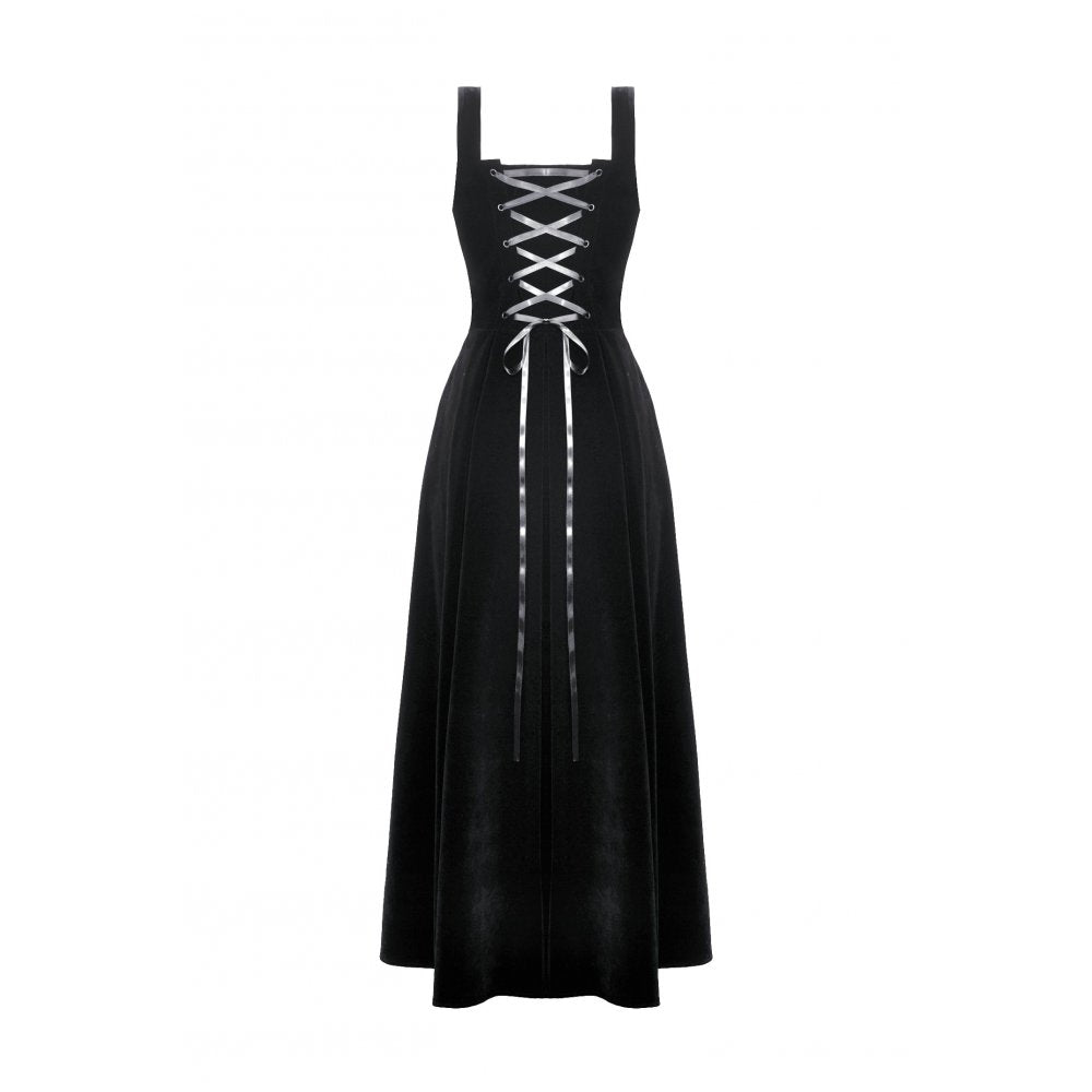 Dark In Love Lux Black Velvet Horn Embroidery Maxi Dress | QHA UK - QHA UK