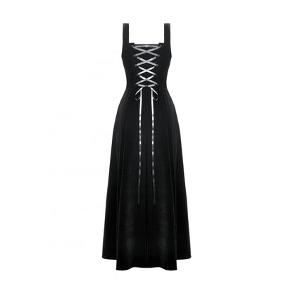 Dark In Love Lux Black Velvet Horn Embroidery Maxi Dress | QHA UK - QHA UK