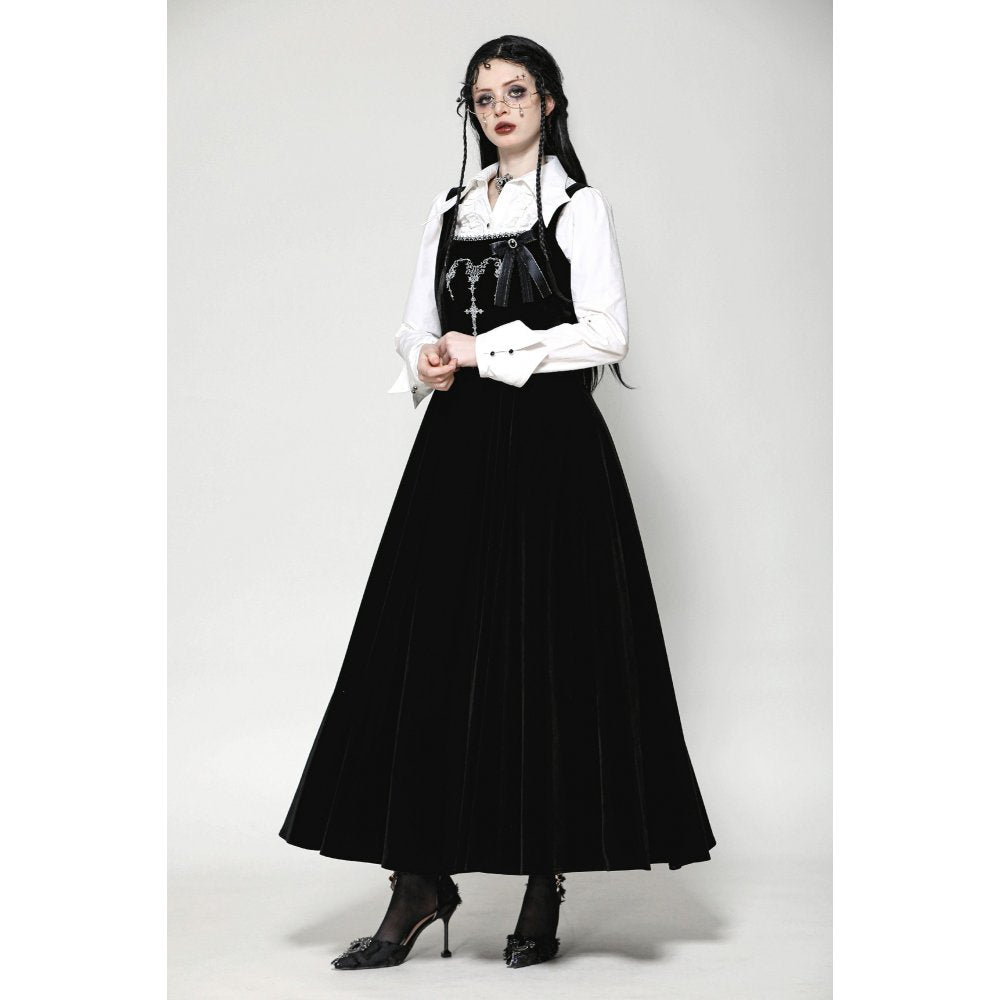 Dark In Love Lux Black Velvet Horn Embroidery Maxi Dress | QHA UK - QHA UK
