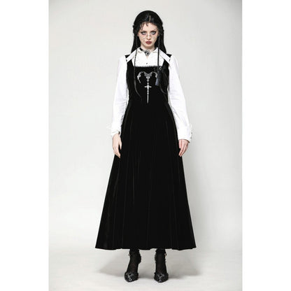 Dark In Love Lux Black Velvet Horn Embroidery Maxi Dress | QHA UK - QHA UK