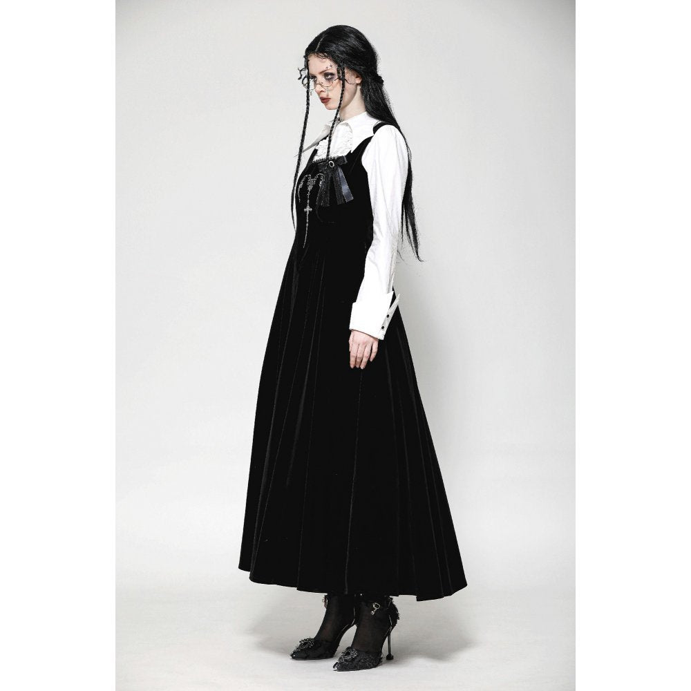 Dark In Love Lux Black Velvet Horn Embroidery Maxi Dress | QHA UK - QHA UK