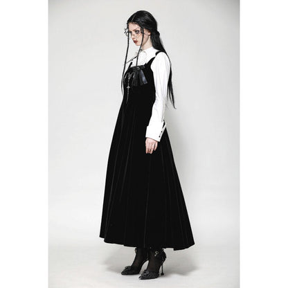 Dark In Love Lux Black Velvet Horn Embroidery Maxi Dress | QHA UK - QHA UK