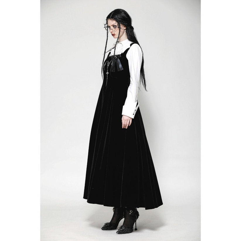 Dark In Love Lux Black Velvet Horn Embroidery Maxi Dress | QHA UK - QHA UK