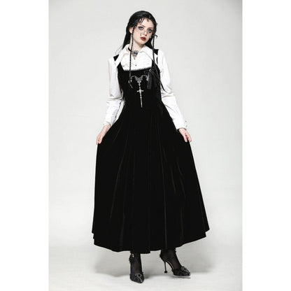 Dark In Love Lux Black Velvet Horn Embroidery Maxi Dress | QHA UK - QHA UK