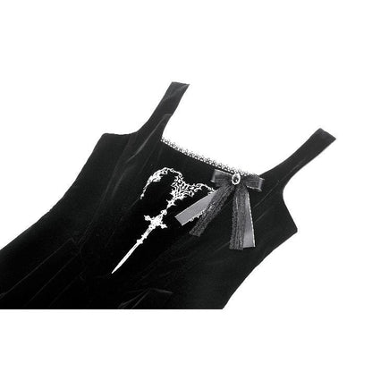 Dark In Love Lux Black Velvet Horn Embroidery Maxi Dress | QHA UK - QHA UK