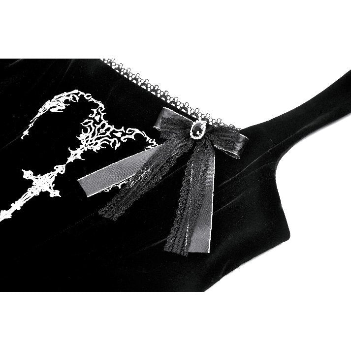 Dark In Love Lux Black Velvet Horn Embroidery Maxi Dress | QHA UK - QHA UK