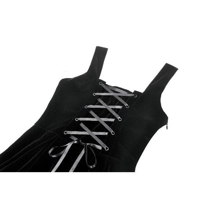 Dark In Love Lux Black Velvet Horn Embroidery Maxi Dress | QHA UK - QHA UK