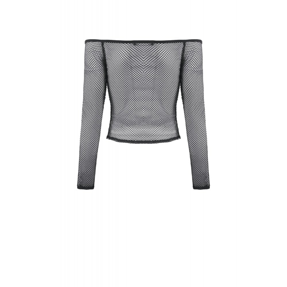 Dark in Love Women's Gothic Mesh Top Lyra Fishnet Off-Shoulder UK 8-18 - QHA UK