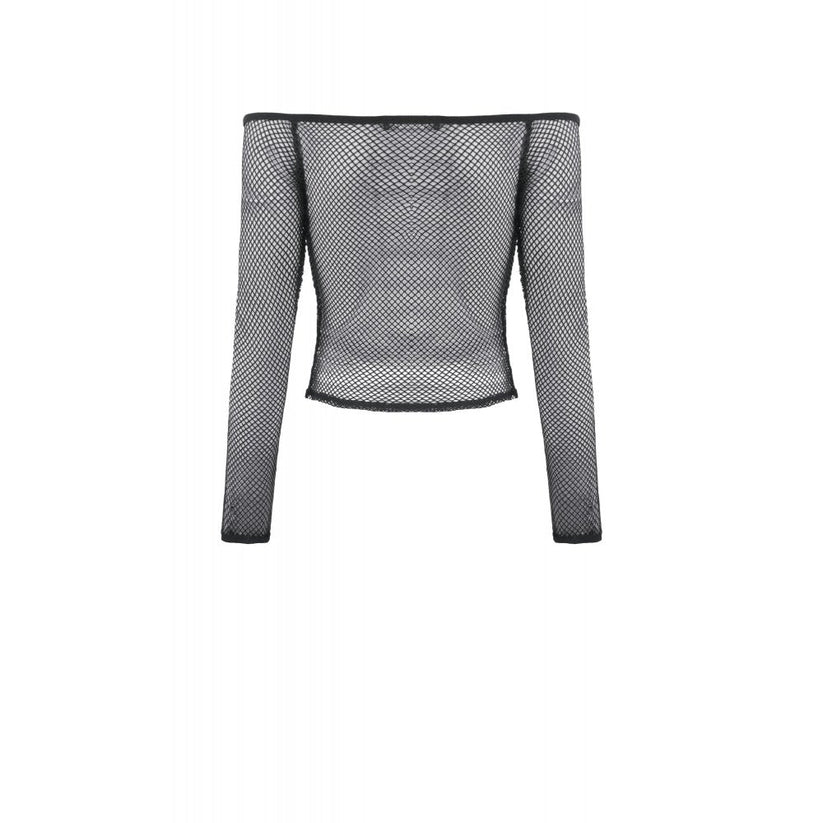 Dark in Love Women's Gothic Mesh Top Lyra Fishnet Off-Shoulder UK 8-18 - QHA UK