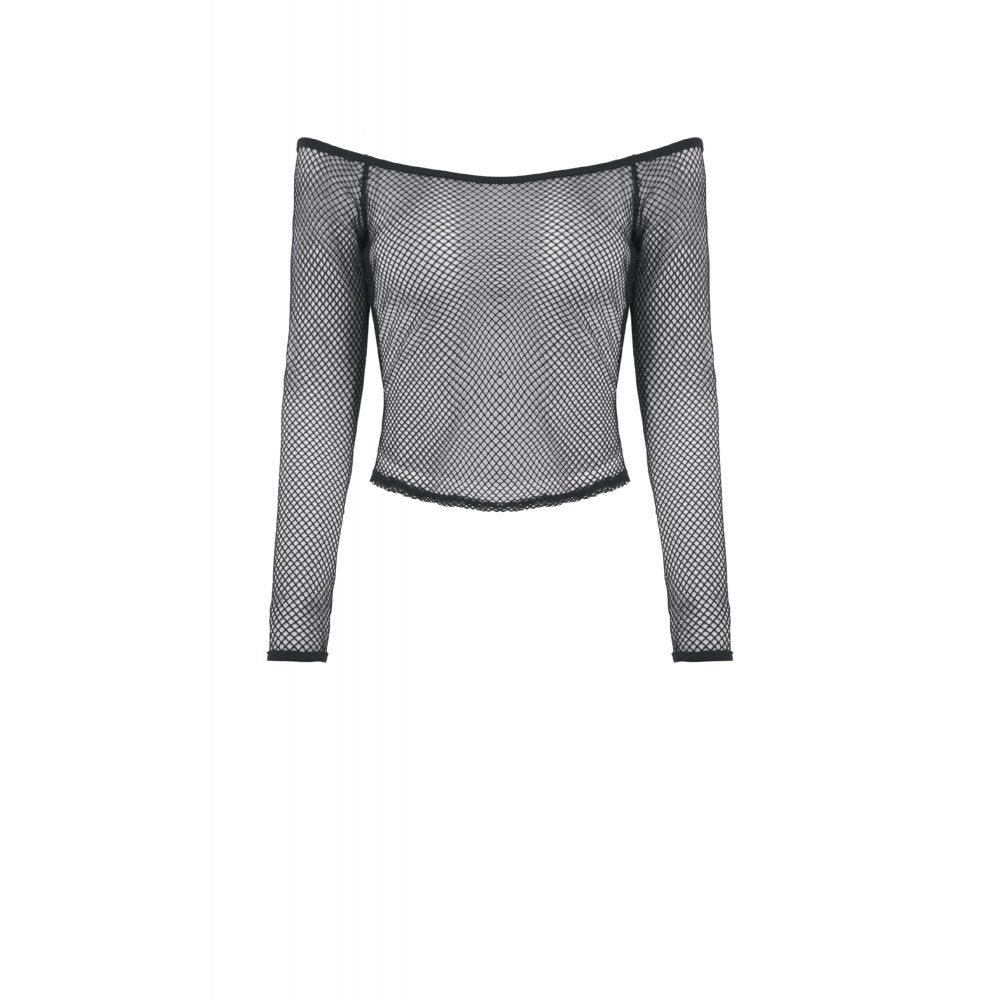 Dark in Love Women's Gothic Mesh Top Lyra Fishnet Off-Shoulder UK 8-18 - QHA UK