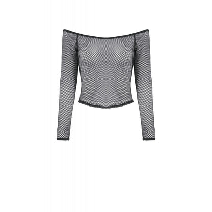 Dark in Love Women's Gothic Mesh Top Lyra Fishnet Off-Shoulder UK 8-18 - QHA UK
