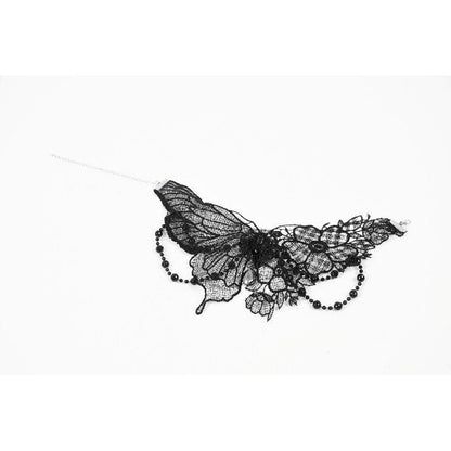 Dark in Love Necklace Lysandra Butterfly Lace Beaded Collar - Collar Detail - QHA UK