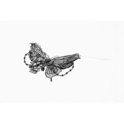 Dark in Love Necklace Lysandra Butterfly Lace Beaded Collar - Collar Detail - QHA UK