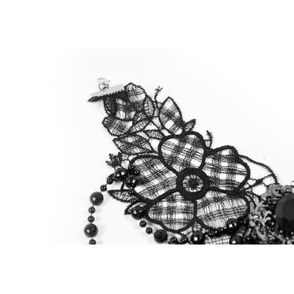 Dark in Love Necklace Lysandra Butterfly Lace Beaded Collar - Collar Detail - QHA UK