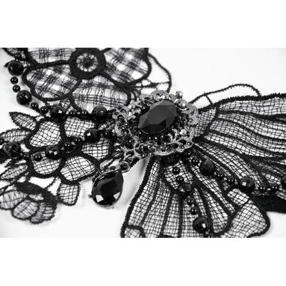 Dark in Love Necklace Lysandra Butterfly Lace Beaded Collar - Collar Detail - QHA UK