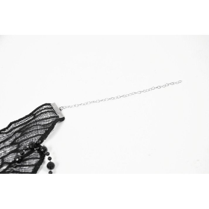 Dark in Love Necklace Lysandra Butterfly Lace Beaded Collar - Collar Detail - QHA UK