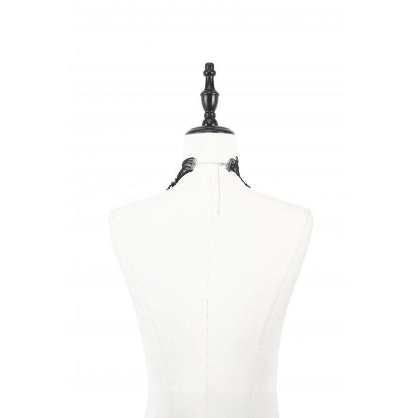 Dark in Love Necklace Lysandra Butterfly Lace Beaded Collar - Collar Detail - QHA UK